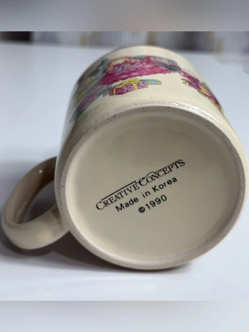 Vintage Creative Concepts Cream and Burgundy Carousel Horse Ceramic Mug
